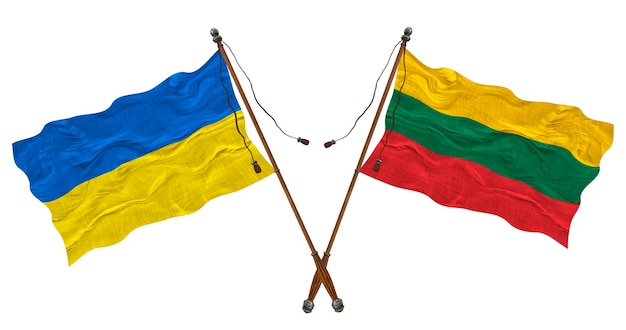 National flag of Lithuania and Ukraine Background for designers