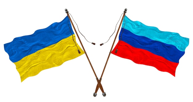 National flag of Lugansk People's Republic and Ukraine Background for designers