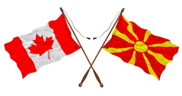 National flag of Macedonia and Canada Background for designers