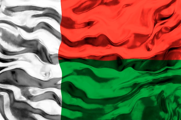 National flag of Madagascar Background with flag of Madagascar