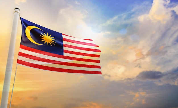 A National flag of malaysia, isolated 3d waving flag,