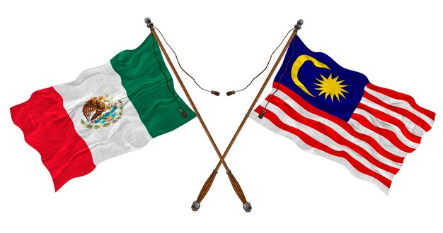 National flag of Malaysia and Mexico Background for designers