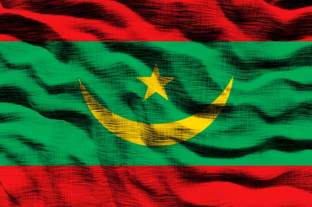 National flag of Mauritania Background with flag of Mauritania