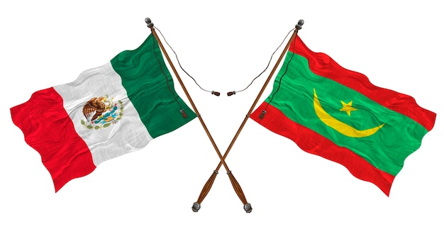 National flag of Mauritania and Mexico Background for designers