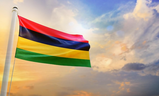 A National flag of mauritius, isolated 3d waving flag,