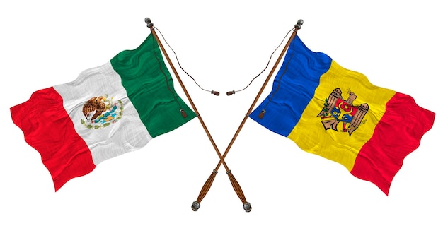 National flag of Moldova and Mexico Background for designers