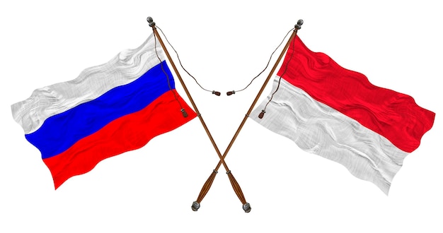 National flag of Monaco and Russia Background for designers