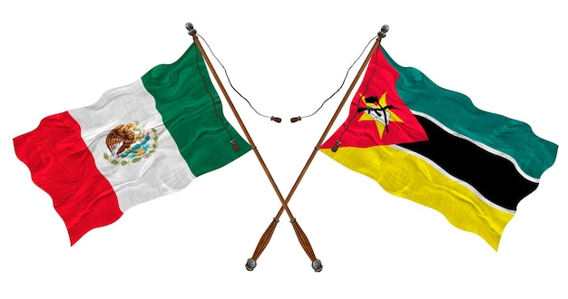 National flag of Mozambique and Mexico Background for designers