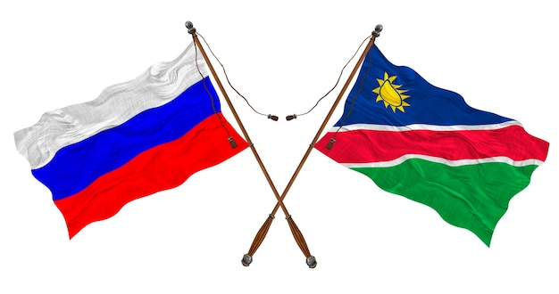 National flag of Namibia and Russia Background for designers