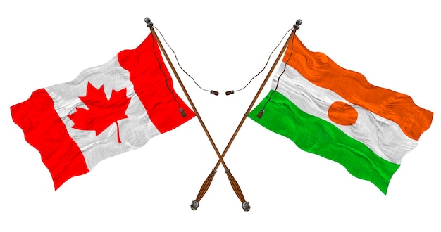 National flag of Niger and Canada Background for designers