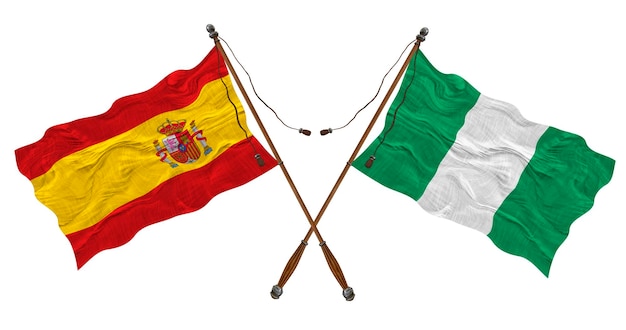 National flag of Nigeria and Spain Background for designers