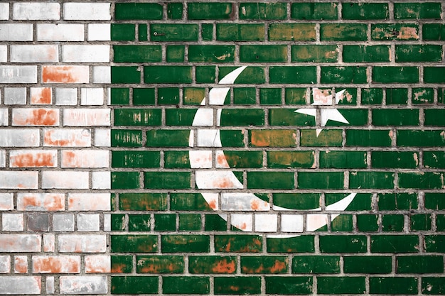 National flag of the Pakistan on a grunge brick background