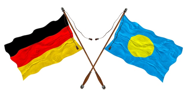 National flag of Palau and Germany Background for designers