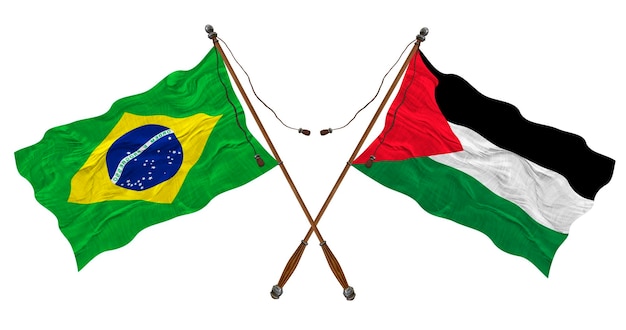 National flag of Palestine and Brazil Background for designers