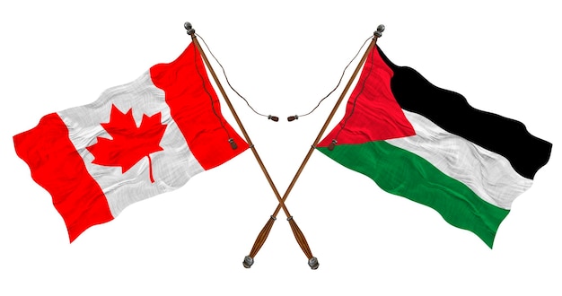 National flag of Palestine and Canada Background for designers