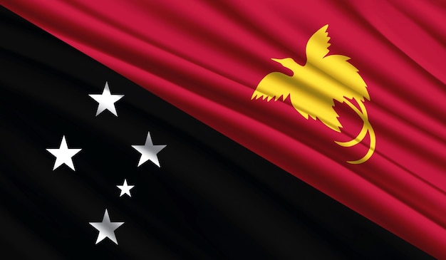 National flag of Papua New Guinea Realistic silk country national colours with emblem