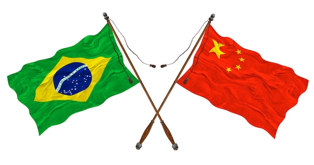 National flag of the People's Republic of China and Brazil Background for designers