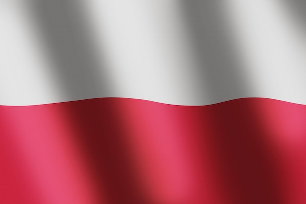 National flag of Poland Polish flag with horizontal red and white stripes with smooth wind wave for banner or background National colours and symbol of Poland Waves ripples on flag