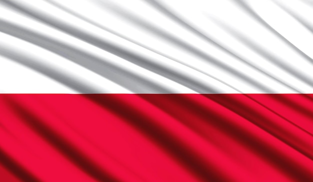 National flag of Poland Realistic silk country national colours with emblem