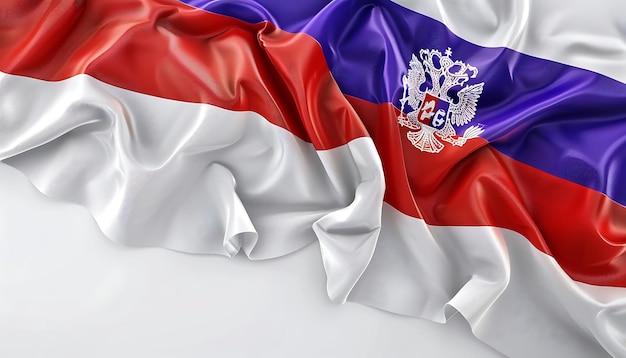 Photo national flag of the republic of serbia waving in the wind against white background