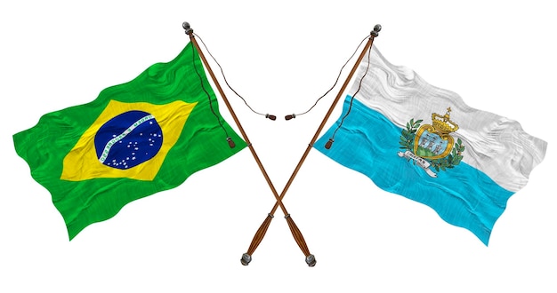 National flag of San Marino and Brazil Background for designers