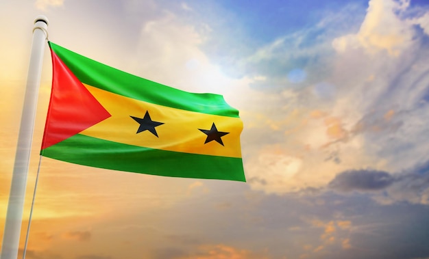 A National flag of sao_tome_and_principe, isolated 3d waving flag,