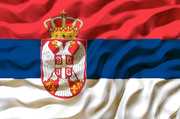 Photo national flag of serbia background with flag of serbia