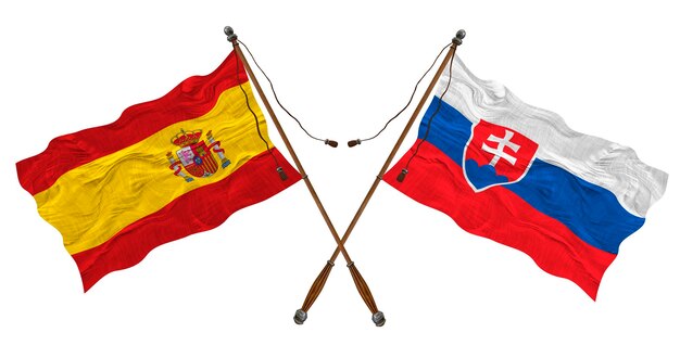 National flag of Slovakia and Spain Background for designers