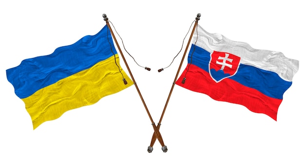 National flag of Slovakia and Ukraine Background for designers