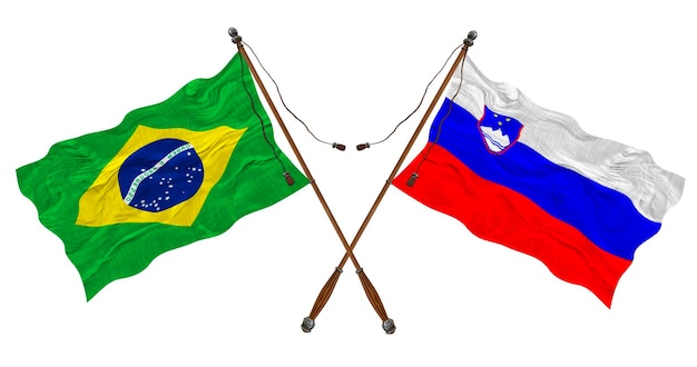 National flag of Slovenia and Brazil Background for designers