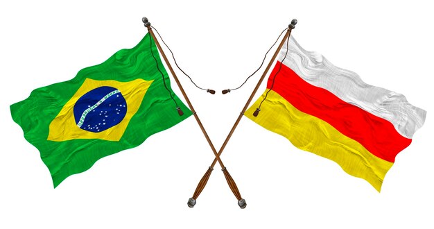 National flag of South Ossetia and Brazil Background for designers