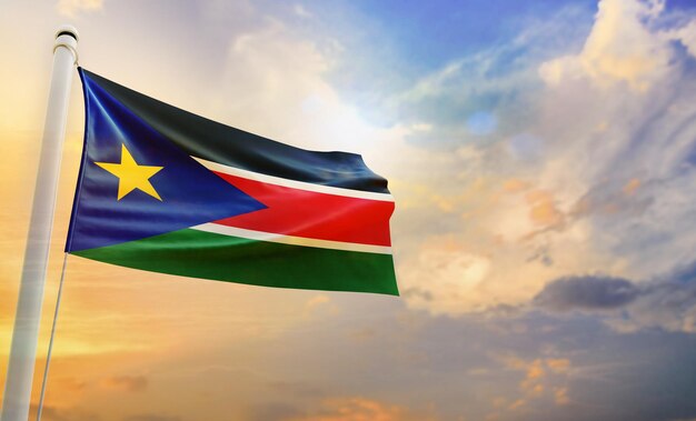 A National flag of south_sudan, isolated 3d waving flag,