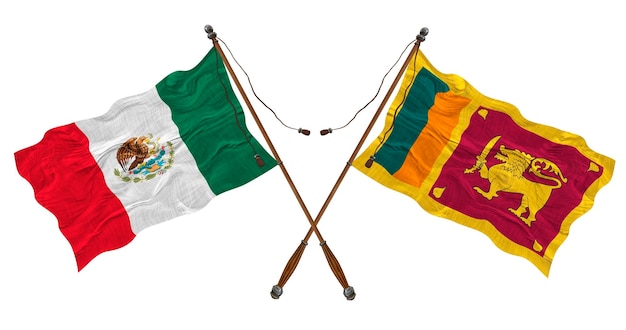 National flag of Sri Lanka and Mexico Background for designers