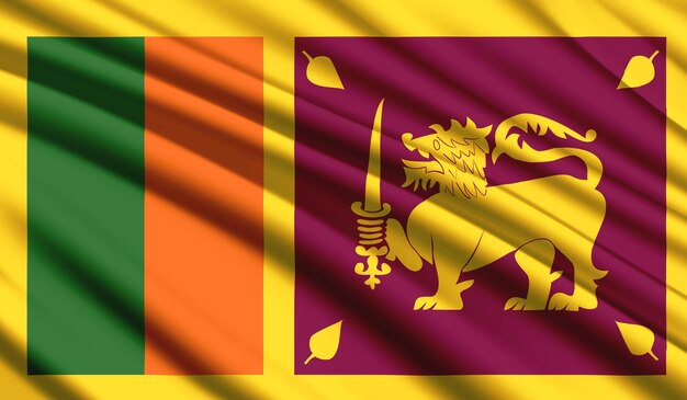 National flag of Sri lanka Realistic silk country national colours with emblem