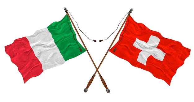 National flag of Switzerland and Italy Background for designers