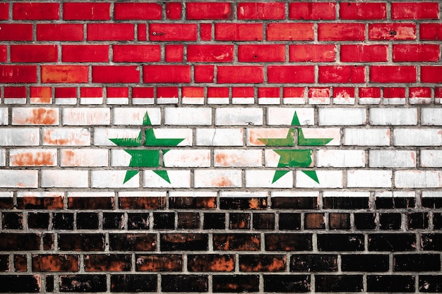 National flag of the Syria on a grunge brick background