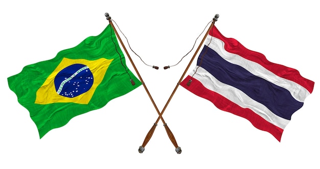 National flag of Thailand and Brazil Background for designers