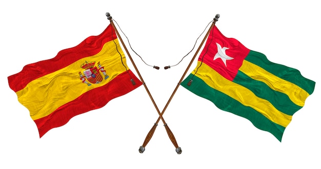 National flag of Togo and Spain Background for designers