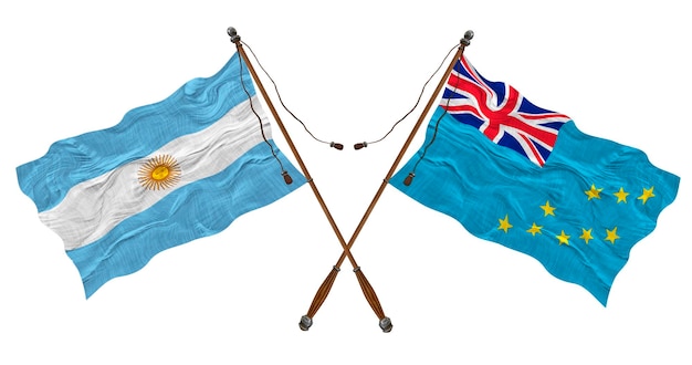 National flag of Tuvalu and Argentina Background for designers