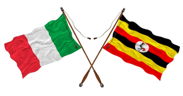 National flag of Uganda and Italy Background for designers