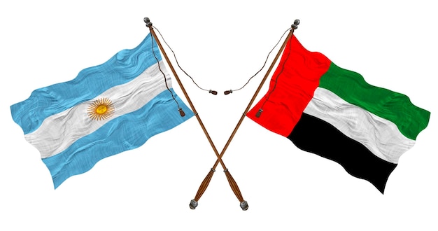 National flag of United Arab Emirates and Argentina Background for designers