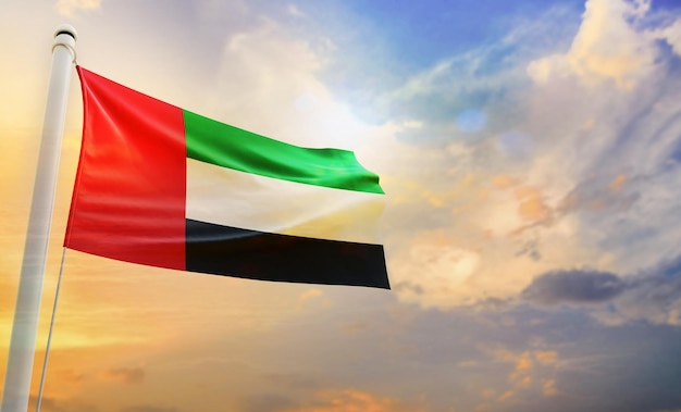 A National flag of united_arab_emirates, isolated 3d waving flag,