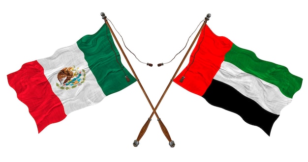 National flag of United Arab Emirates and Mexico Background for designers