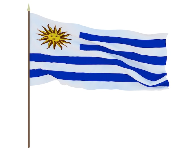 National flag of Uruguay Background for editors and designers National holiday 3D illustration