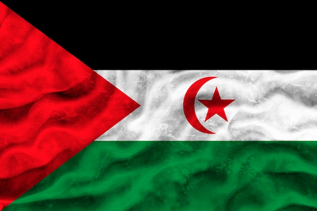 National flag of Western Sahara Background with flag of Western Sahara