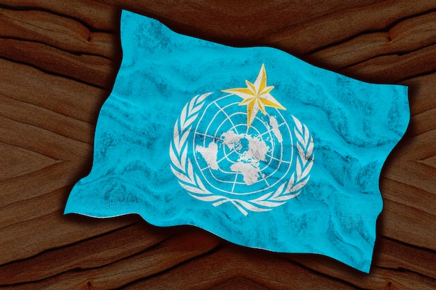 National Flag of World Meteorological Organization Background with flag of World Meteorological Organization