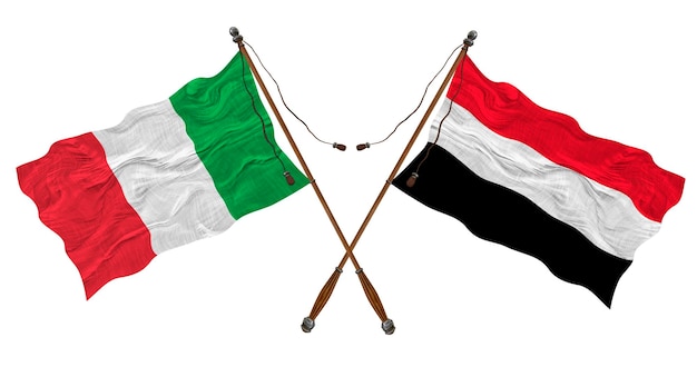 National flag of Yemen and Italy Background for designers