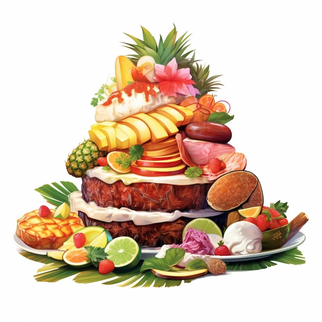 National food of Hawaii with white background high