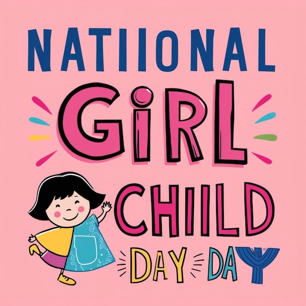 Photo national girl child day poster background design