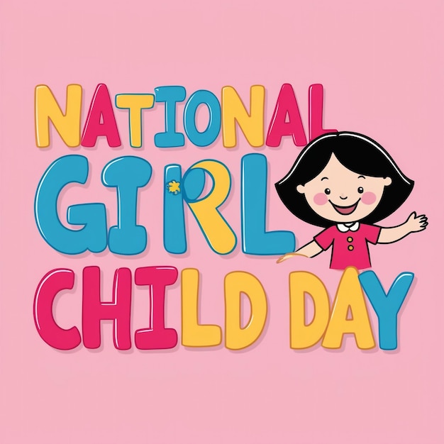 Photo national girl child day poster background design